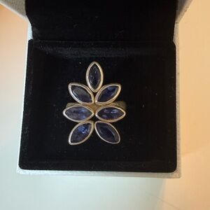 Sterling Silver Iolite Flower Ring